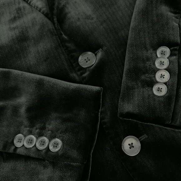 Emporio Armani Blazer Jacket Velvet G Line Herringbone Black 42R - Picture 4 of 13